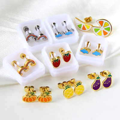 Korean medical earrings for girls in cute colors /...