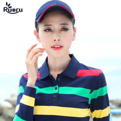 Ruoru جديد طويل الأكمام قميص بولو المرأة قميص بولو...