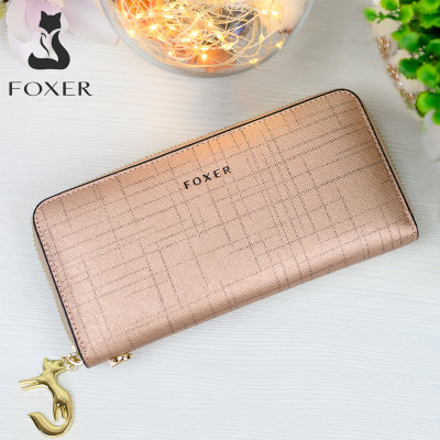 FOXER المرأة انقسام محفظة جلدية Bifold حقيبة صغيرة...