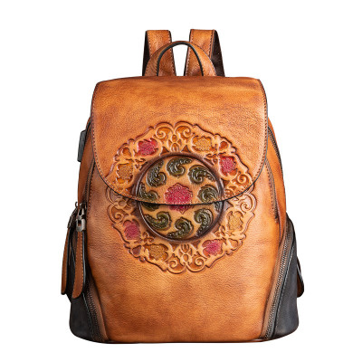 MOTAORA Fashion Backpack Retro Genuine Leather Bac...