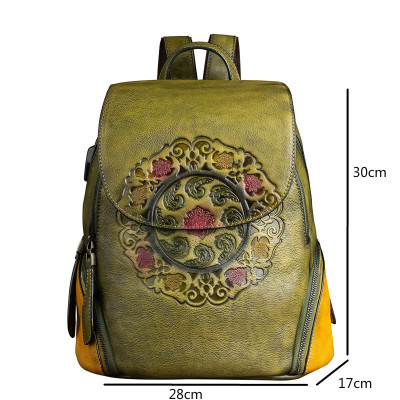 MOTAORA Fashion Backpack Retro Genuine Leather Bac...