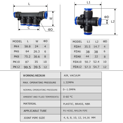 10PCS A Lot PY/PU/PV/PE/HVFF/SA/PK Pneumatic fitti...