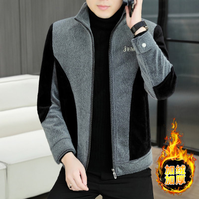 تقليد فرو المنك الرجال سترة صوفية الشتاء سميكة ودا...