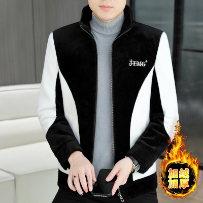 تقليد فرو المنك الرجال سترة صوفية الشتاء سميكة ودا...