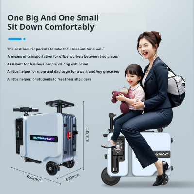 Electric smart suitcase double rideable trolley su...