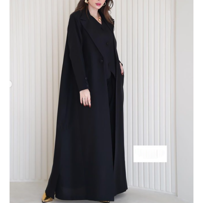 A black women's jacket, one chest, long elegant ja...