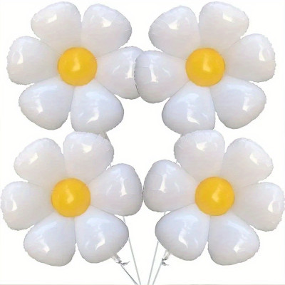 Balloon in the shape of Daisy 2/5, white daisy party decoration balloons, suitable for birthday and party decoration balloons