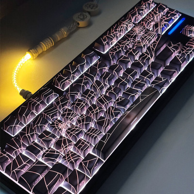 129 Key Spider Web Amazing Key Cover Side engraved Cherry Light Personal PBT Ascend Character MX Switch Gaming Mechanical Keyboard