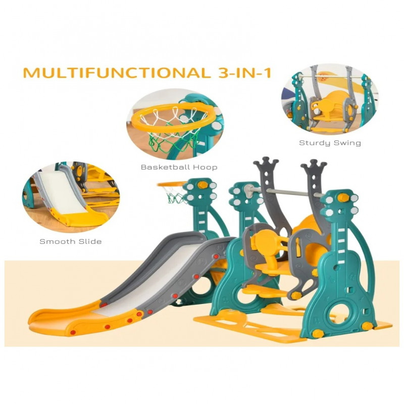 زحليقة مع مرجيحة كل شكل جيتار مع طوق كرة سلة 3*1 م...