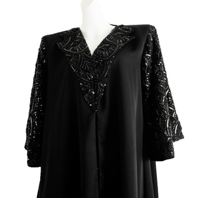 عباية سوداء 2025 أنيقة مطرزة يدويًا بريق ناعم إسلا...