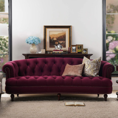 Sofa American Velvet Burgundy 123 Sofa Combination Hotel Apartment Beauty Nail Art Clothing Store Shopping Mall Living Room Sofa