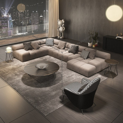 Luxury Living Room Sofa Set High-End Suede Fabric Upholstered Couch Modern Minimalist Designer Sofa Premium Furniture JT40