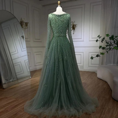 فساتين سهرة إسلامية وردية على شكل حرف A بياقة مربع...