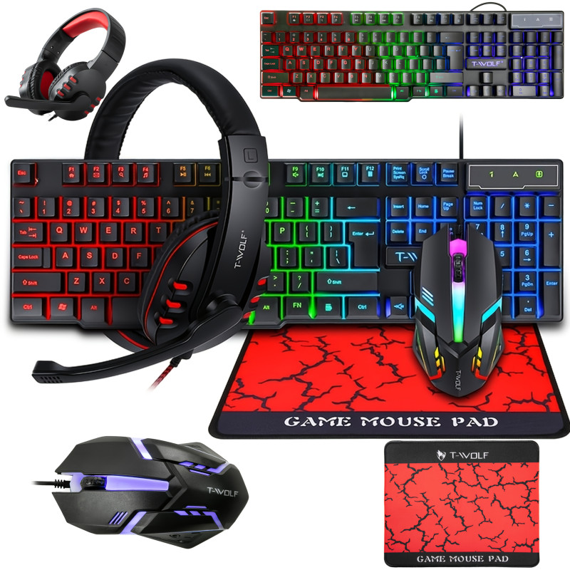 بكج الجيمرز 4 في 1 – لوحة مفاتيح + ماوس + سماعة رأ...