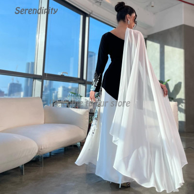 فستان سهرة من Serendi' مع شال للنساء ، طول الكاحل...