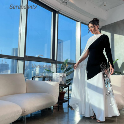 فستان سهرة من Serendi' مع شال للنساء ، طول الكاحل...