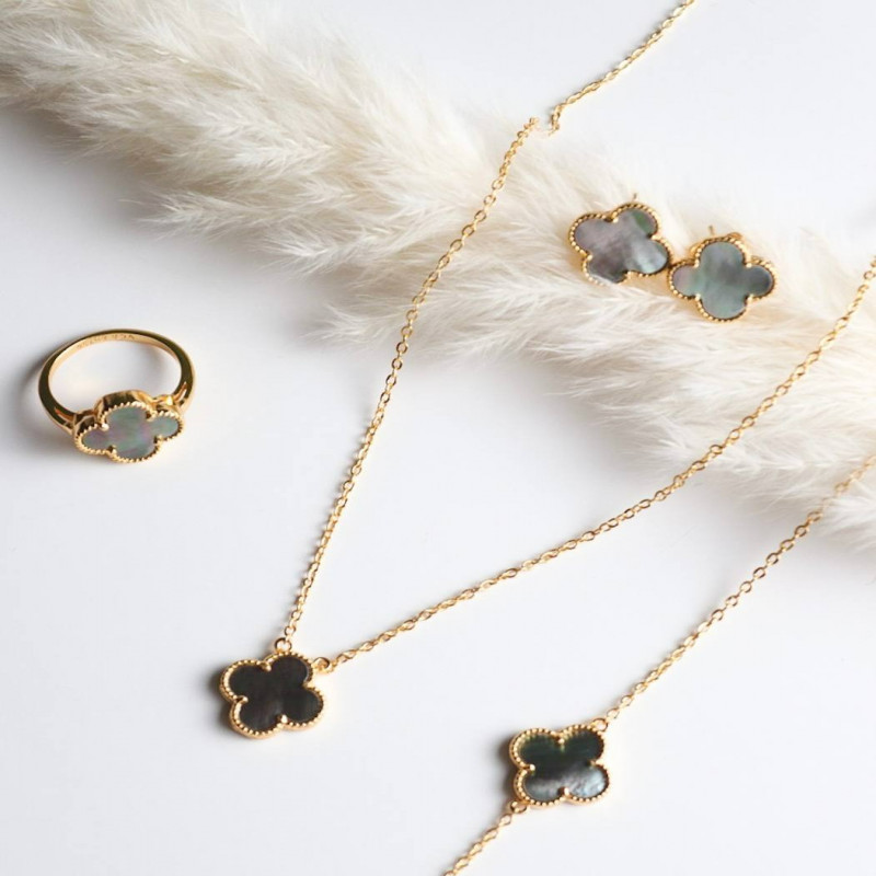 طقم نسائي فان كليف لون رمادي 4 قطع