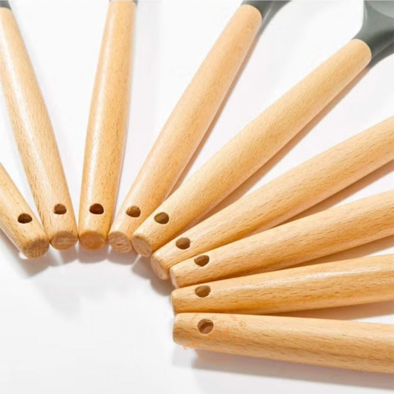 مجموعة أدوات طعام مزودة بمقابض مكونة من 11 قطعة أس...