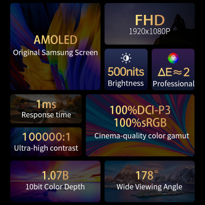 شاشة VCHANCE 13.3 بوصة OLED محمولة بإطار معدني 192...