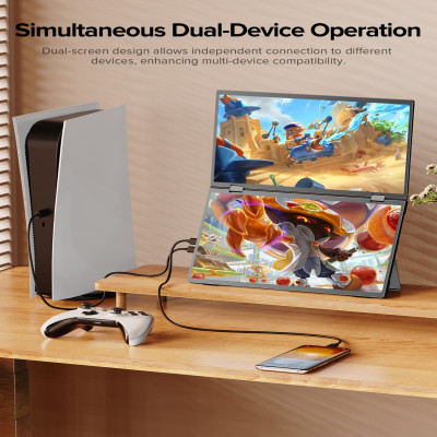 دلتا 15.6 بوصة مزدوجة رصد المحمولة لعبة كمبيوتر مح...