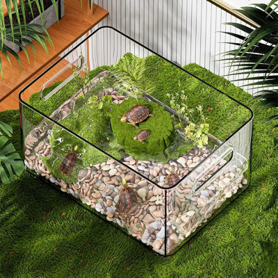 1 قطعة خزان السلحفاة الأرضية المائية الشفافة صندوق...