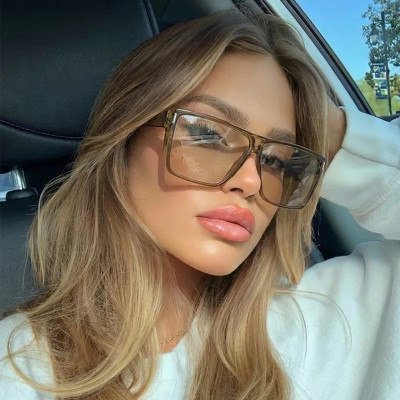 نظارات شمسية نسائية مربعة كبيرة الإطار بتصميم Y2K، نظارات شمسية نسائية عصرية بأسلوب ريترو، نظارات بسيطة وأنيقة للشارع