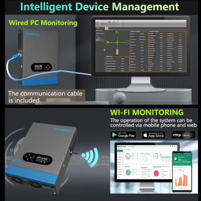 Infinisolar 6.2KW عاكس شمسي هجين مع WiFi مدمج 100A...