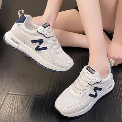 أحذية نسائية شبكية برباط مستديرة مريحة ونعل سميك أ...