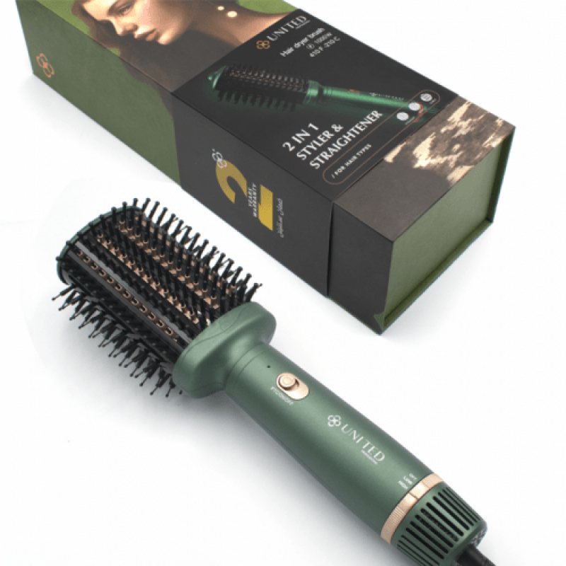 يونايتد بروفشنال - فرشاة مصفف ومجفف الشعر 2 في 1 أ...