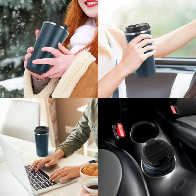 ترمس حراري للسفر من الفولاذ المقاوم للصدأ مع غطاء...