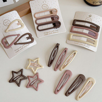 3/6 Pcs/Set Women Girls Fashion Coffee Color Geome...