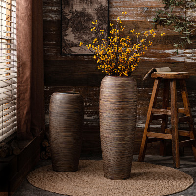 أرضية كبيرة الحجم - مزهرية سيراميك قائمة، طراز صين...