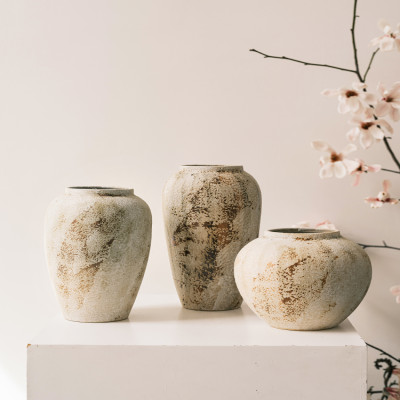 مزهرية سيراميك بأسلوب وابي سابي الرجعي، تصميم صيني...