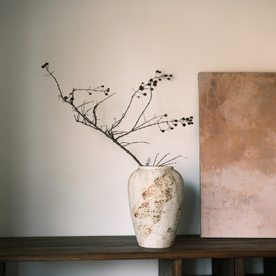 مزهرية سيراميك بأسلوب وابي سابي الرجعي، تصميم صيني...