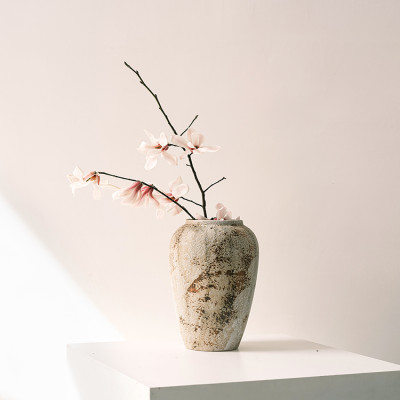 مزهرية سيراميك بأسلوب وابي سابي الرجعي، تصميم صيني...