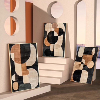 مجردة بساطتها وابي سابي نمط ملصق فني طباعة البيج ا...