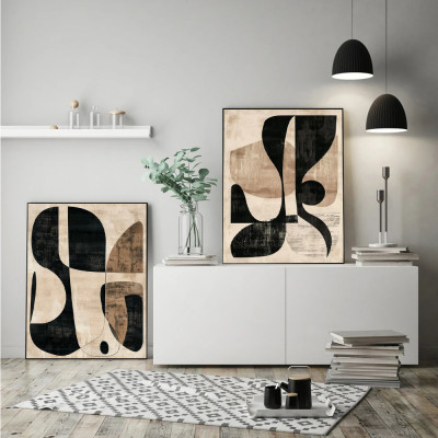 مجردة بساطتها وابي سابي نمط ملصق فني طباعة البيج ا...