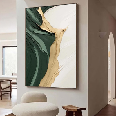 الذهب الأخضر الحد الأدنى مجردة الفن قماش اللوحة ثل...