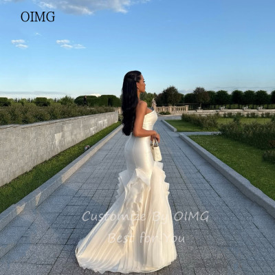 فستان سهرة أنيق من OIMG بدون حمالات من التل حورية...