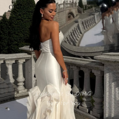 فستان سهرة أنيق من OIMG بدون حمالات من التل حورية...