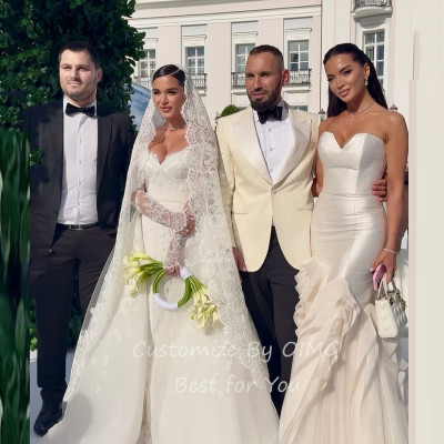 فستان سهرة أنيق من OIMG بدون حمالات من التل حورية...