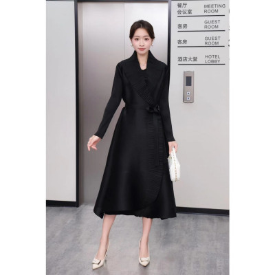 الطيات-بدلة تنورة أصلية بلون واحد ، حجم كبير ، ستر...