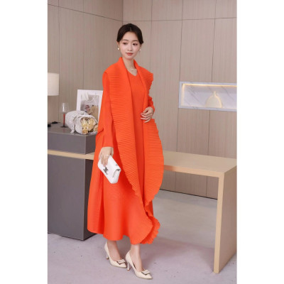 الطيات-بدلة تنورة أصلية بلون واحد ، حجم كبير ، ستر...