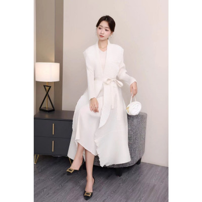 الطيات-بدلة تنورة أصلية بلون واحد ، حجم كبير ، ستر...