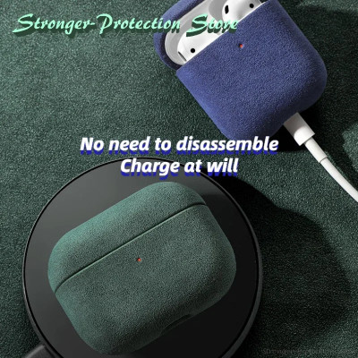 غلاف حماية جلد سويد إيطالي فاخر لـ AirPods Pro 2/3...