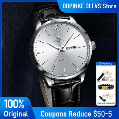 OLEVS 2935 ساعة رجالي عادية موضة حزام من الجلد ساع...