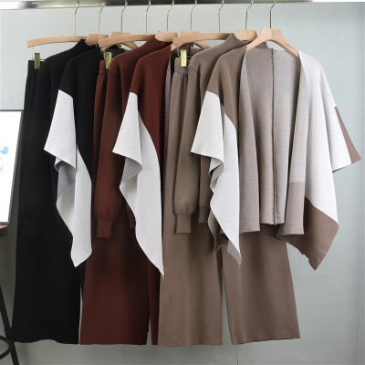 المرأة 3 قطعة مجموعة سترة شال سترة البلوز الحياكة...