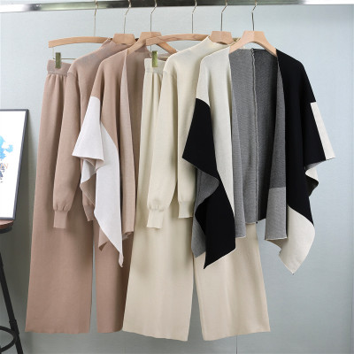 المرأة 3 قطعة مجموعة سترة شال سترة البلوز الحياكة...