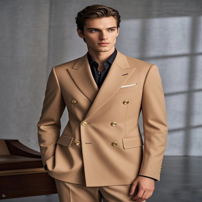 بدلة 2025 (سترة + بنطلون) بدلة زفاف غير رسمية للرج...