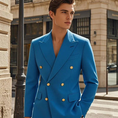 بدلة 2025 (سترة + بنطلون) بدلة زفاف غير رسمية للرج...